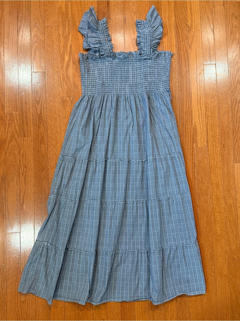 Hill House Home Women’s Large The Ellie Nap Dress Plaid Smocked Midi Tiered - Picture 4 of 7